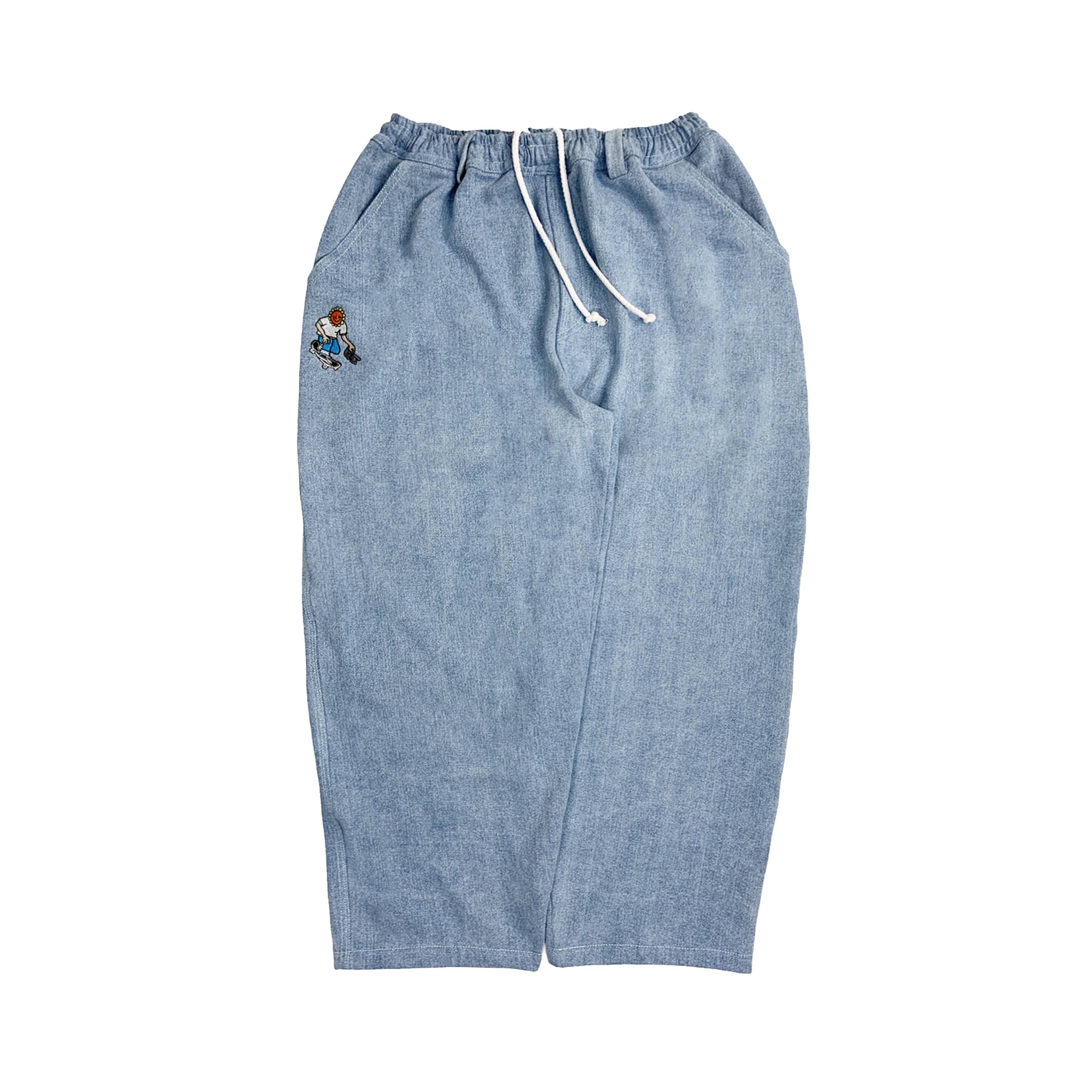 Telivisi Star - Light Blue Denim Sunflower - OG Baggy Pants (Large)