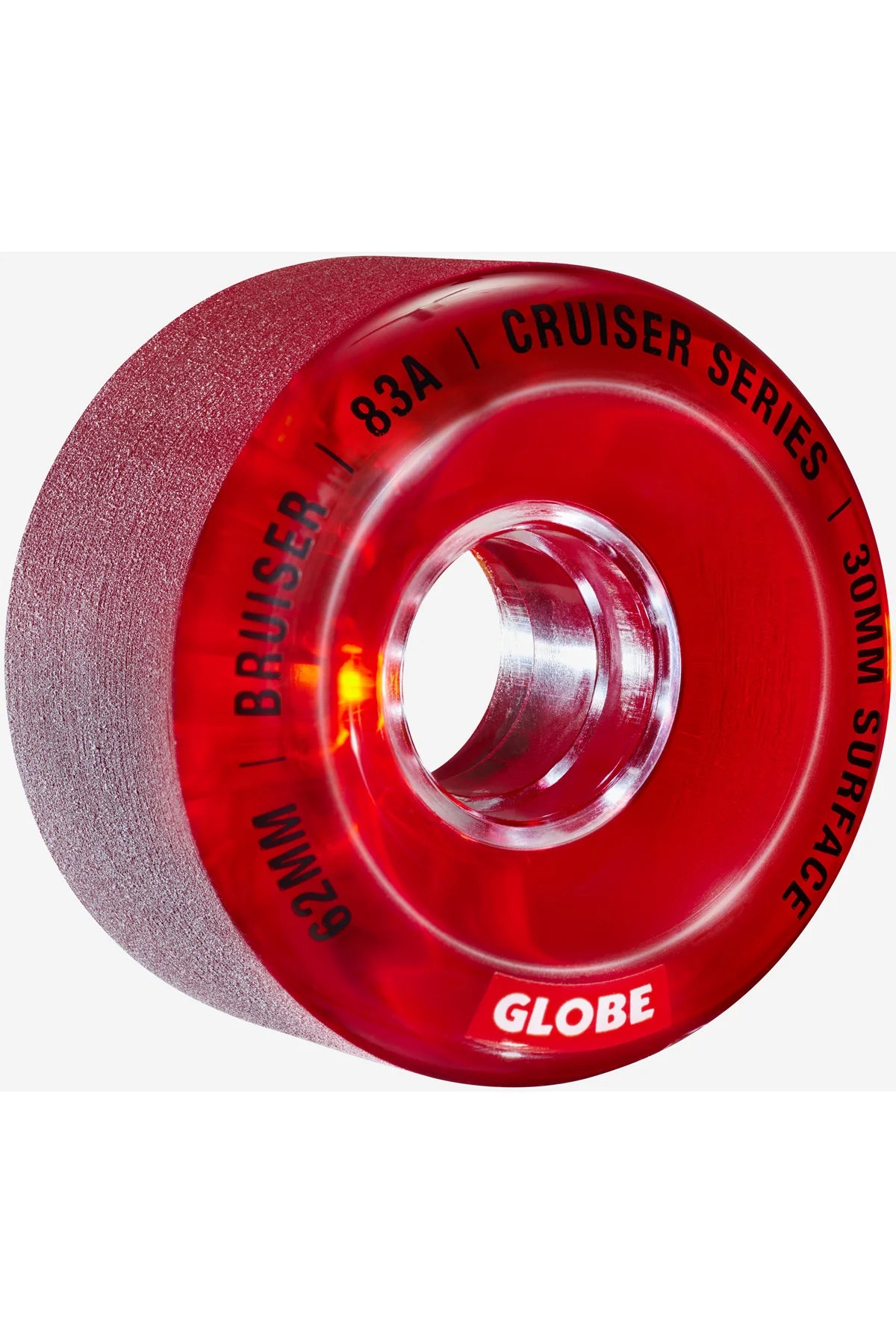 Globe  62mm - 83A Bruiser Cruiser Clear Red - Skateboard Wheels