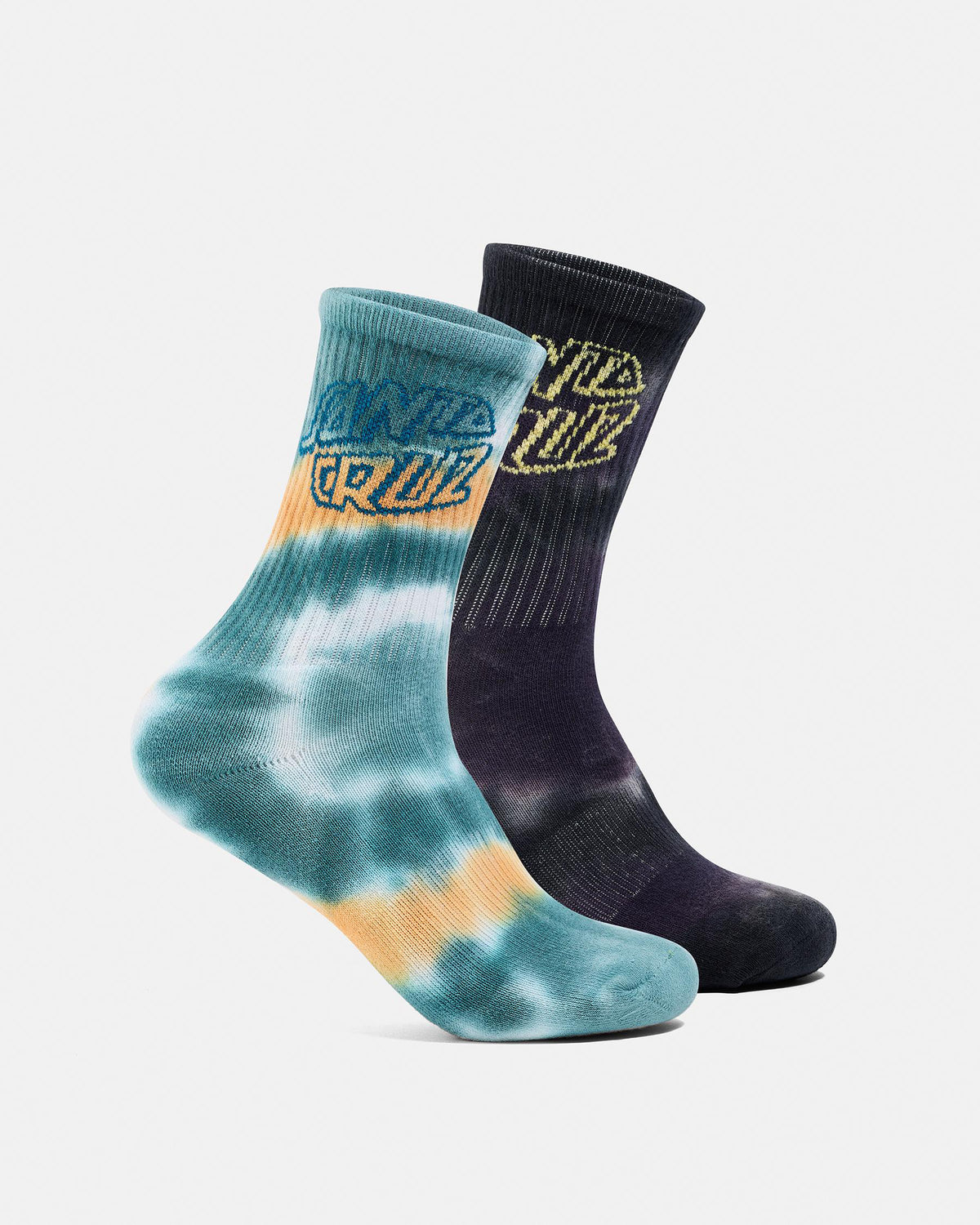 Santa Cruz - Malba Crash Stack Crew Socks - Teal Tie Dye - 2 Pack