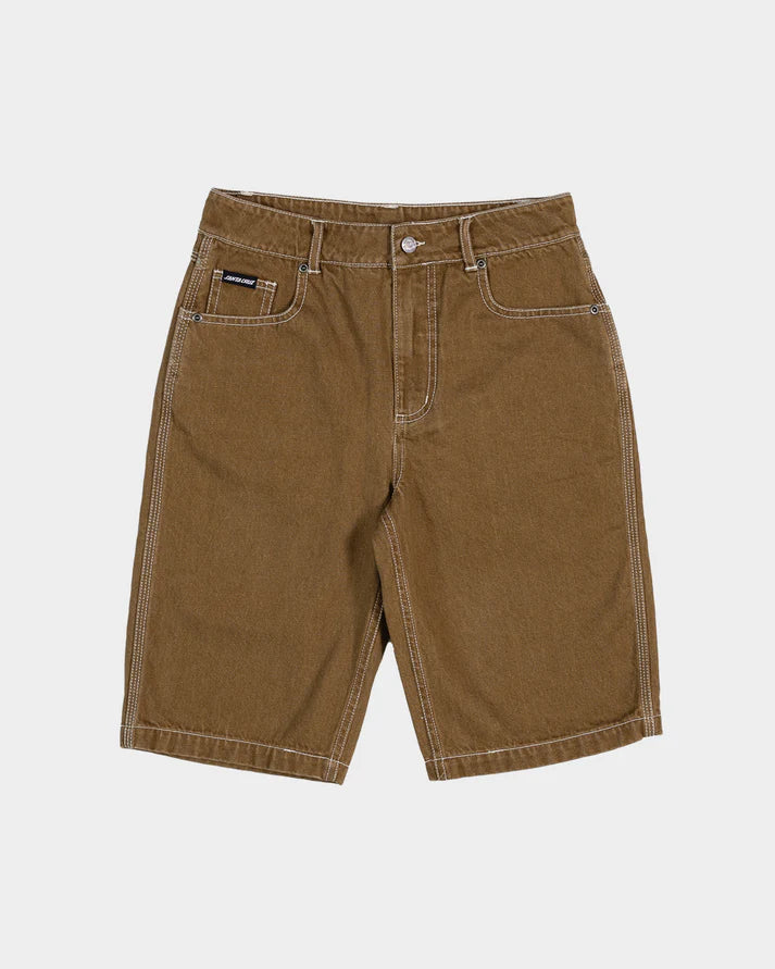 Santa Cruz Baggy Fit Jean Shorts (BROWN) - Dead Diners Arch Jean Shorts