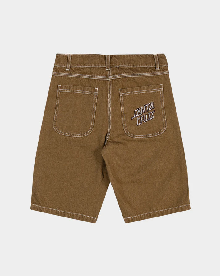 Santa Cruz Baggy Fit Jean Shorts (BROWN) - Dead Diners Arch Jean Shorts