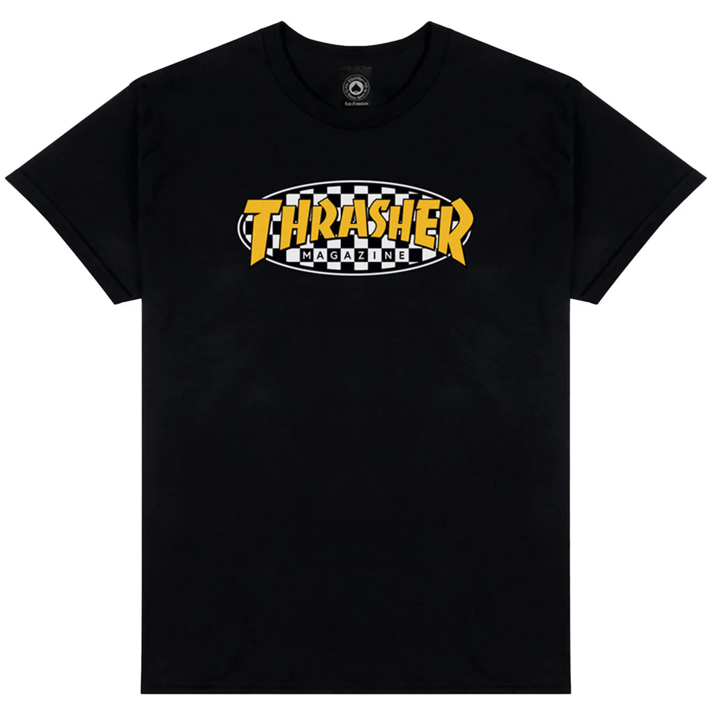 Thrasher Tee - Checkered Oval S/S (Black)