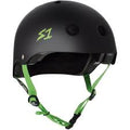 S-One Helmet - Black Matte/Green Straps