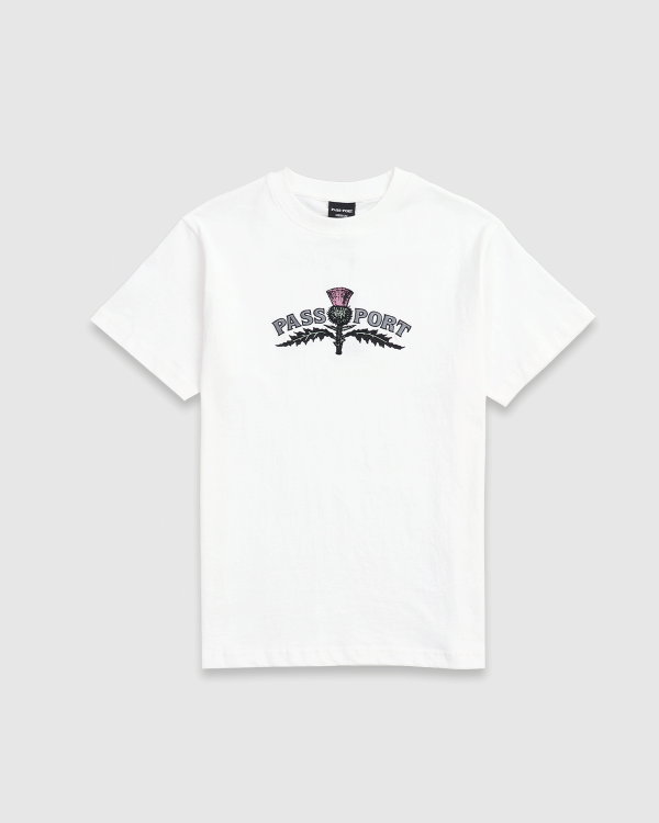 PASSPORT Tee - Thistle Embriodery - White