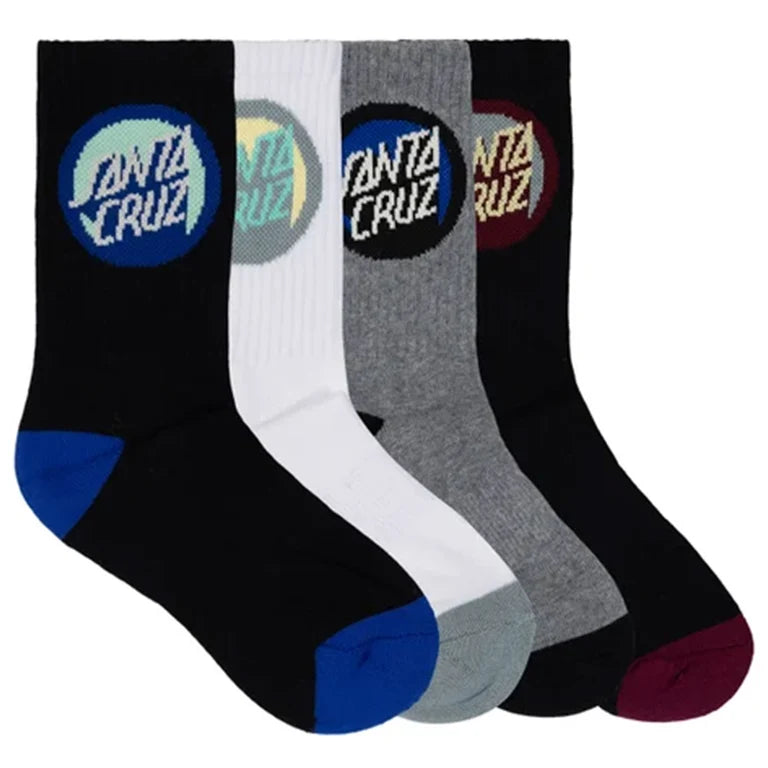 Santa Cruz - Bold Shadow Dot Crew Socks - Size 2-8 - 4pack